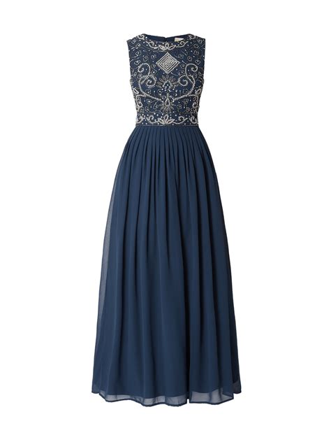 LACE BEADS Abendkleid Aus Chiffon Mit Zierperlen Dunkelblau Online