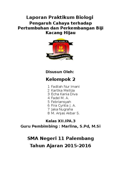 Doc Laporan Praktikum Biologi Pengaruh Cahaya Terhadap Pertumbuhan