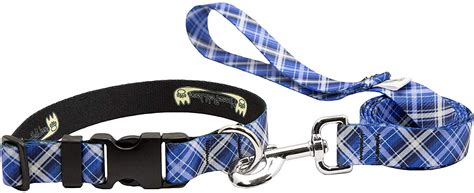 Dog Collar Leash Set - Plaid Matching Dog Collar and Lead, Made in The USA - 1 Inch Wide Adjusts ...