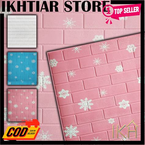 Jual Wallpaper D Brick Foam Stiker Dinding Corak Motif Snow Salju