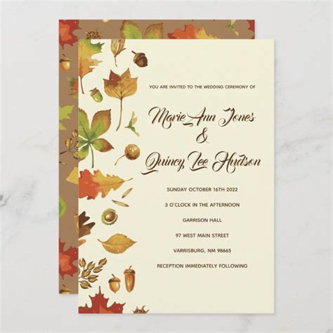 Vintage Fall Leaves Wedding Invitations | Zazzle.com