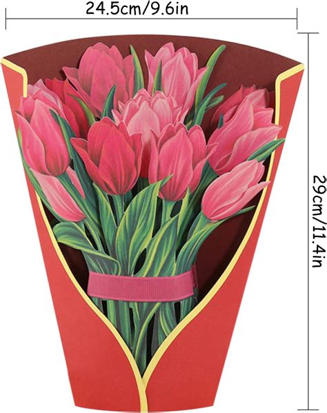 Pop Up Cards 12 Inch Life Sized Forever Flower Bouquet 3D Popup Paper