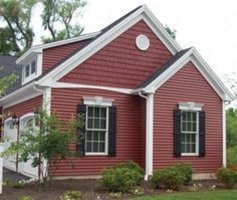 Mastic Vinyl Siding Russet Red With White Trim And Black Shutters