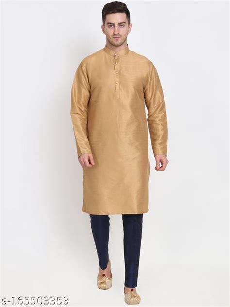 Designer Golden Dupion Silk Kurta Set