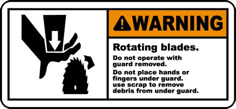 Warning Rotating Blades Label J5809 By