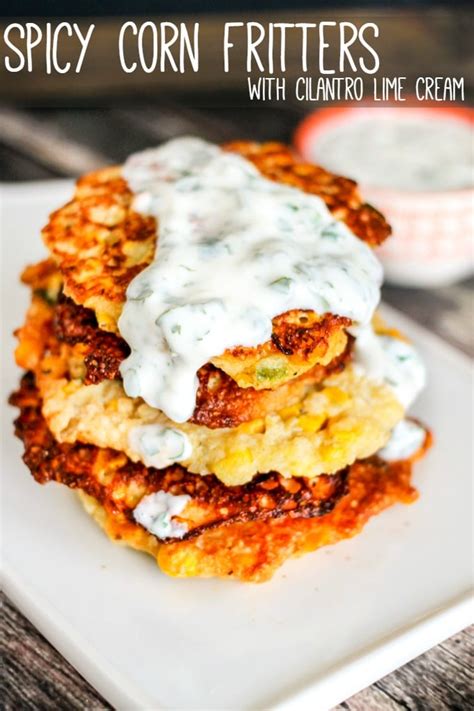 Spicy Corn Fritters With Cilantro Lime Sauce • Domestic Superhero