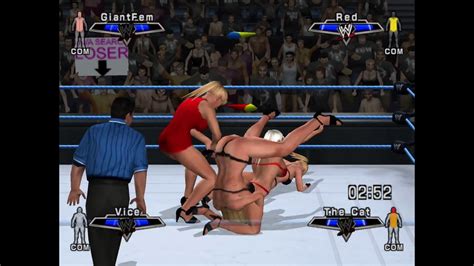 Fatal 4 Way GiantFem Vs Red Vs Vice Vs The Cat WWE SmackDown Vs