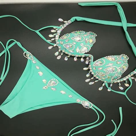 2018 Venus Vacation Tassels Diamond Bikini Set Sexy Women Swimwear New Disign Rhinestone Bathing