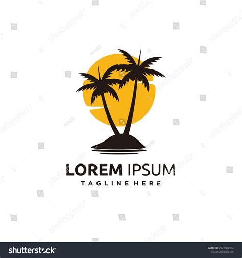 Palm Coconut Tree Sunset Silhouette Logo Stock Vector Royalty Free