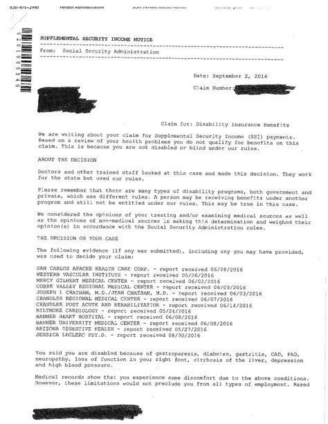 Sample Appeal Letter For Disability Denial