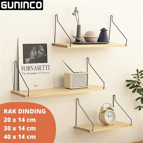 RAK DINDING MINIMALIS 40X15 RAKA Tempel Rak Buku Kayu Besi Storage