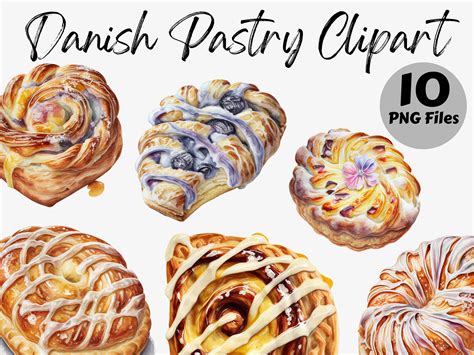 Watercolor Danish Pastry Clipart Bundle Danish Pastry Digital Images