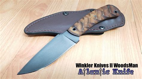 Winkler Knives Ii Woodsman Sculpted Maple Wood Handle Fixed Drop Blade