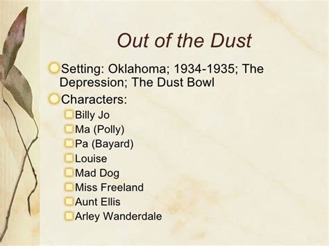 Out Of The Dust