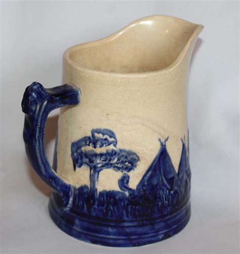 Bargain John S Antiques Old Sleepy Eye Cobalt Blue And White Pitcher