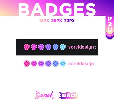 6 insignias de Twitch Sub Bit de flores Etsy México