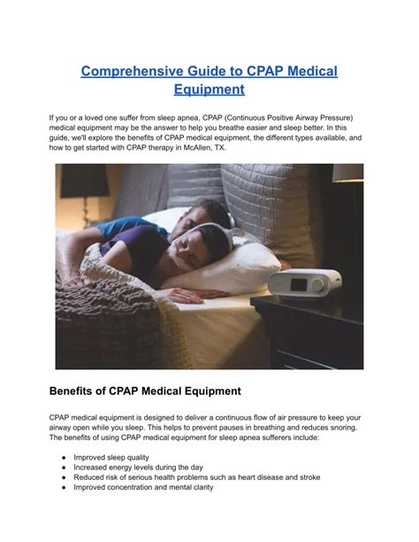 Ppt Comprehensive Guide To Cpap Medical Equipment Powerpoint