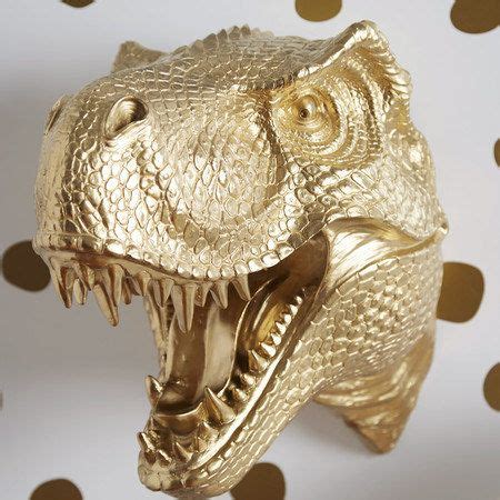 Faux Taxidermy T Rex Wall Mount Wall Decor Gold Tx Etsy Dinosaur