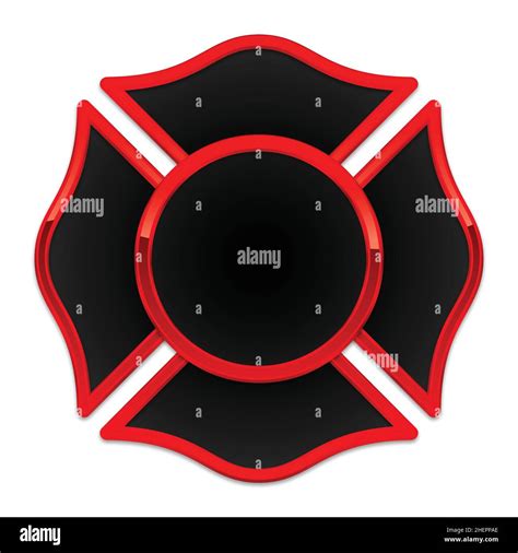 Blank Fire Department Logo Base Black With Red Chrome Trim Isolated On