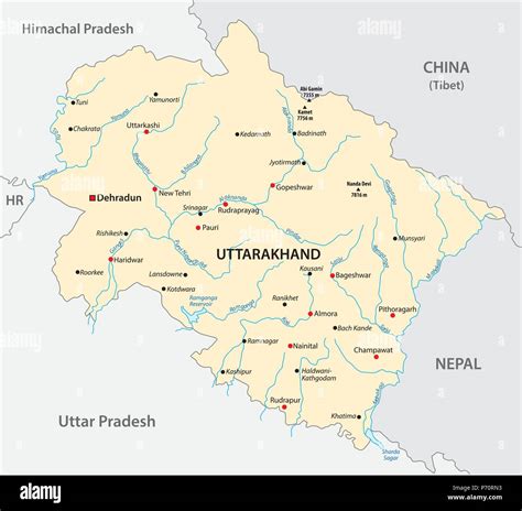 Vector map of the north Indian state of Uttarakhand, India Stock Vector Image & Art - Alamy