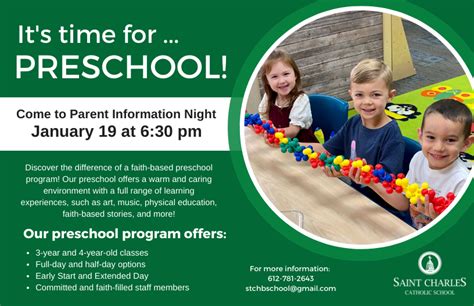 Preschool Parent Information Night Is January 19 St Charles Catholic