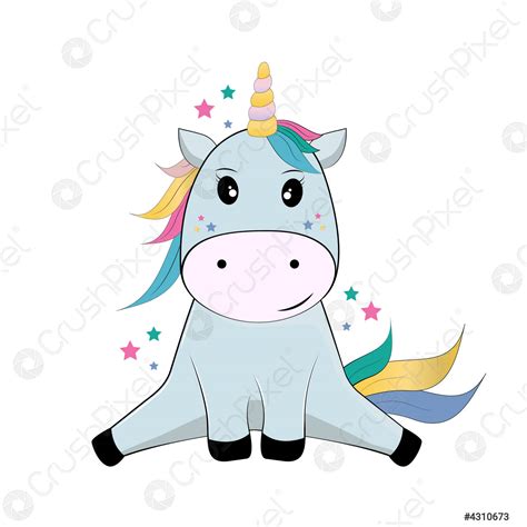 Cartoon Unicorn Isolated On White Background Stock Vector