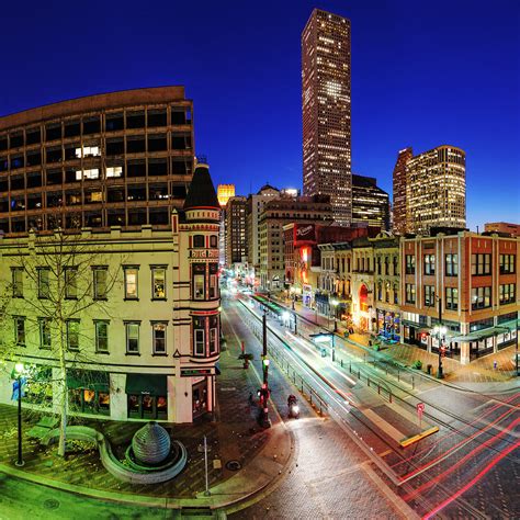 Main Street At Twilight Downtown Houston Skyline Texas Photograph By