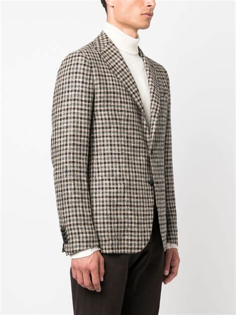 Tagliatore Single Breasted Houndstooth Pattern Blazer Farfetch