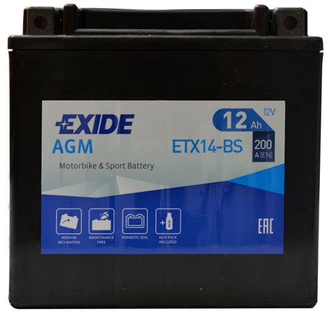 Exide Bike Etx Bs V Ah A Ytx Agm Akumulator Motocyklowy