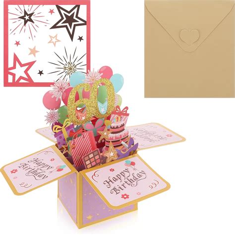 Molain 60th Birthday Card Happy 60th Birthday Pop Up Card For Women