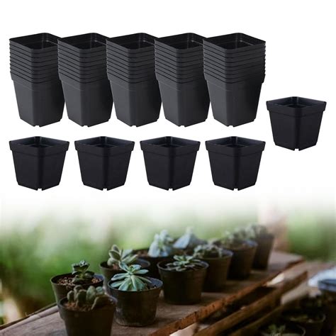 50 Pieces Nursery Pots Black Flower Plant Container For Office Balcony Table Ebay