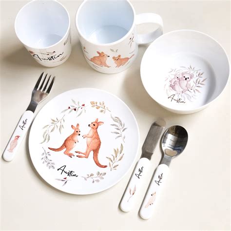 Personalised Kids Dinner Set Australian Animals Cmc Gold Reviews