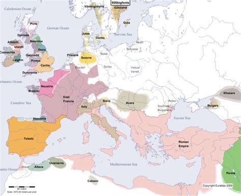 Euratlas Periodis Web Map Of Europe In Year 600 Kartographie