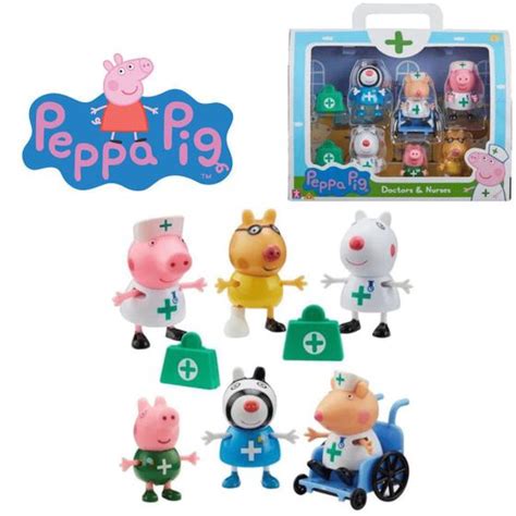 Kit 6 Mini Bonecos Peppa Pig Médicos E Enfermeiros Sunny Bonecos