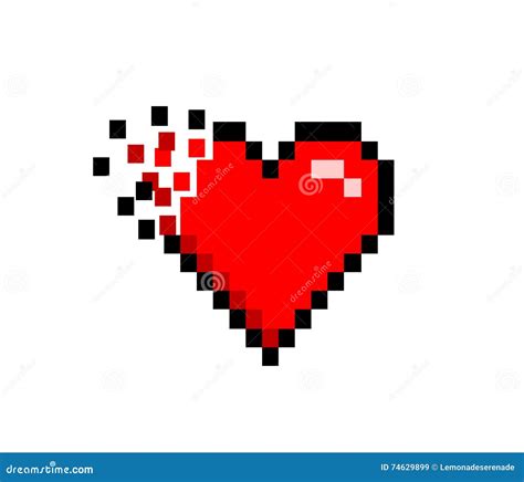 Broken Shattered Heart Icon Retro 8 Bit Stock Vector Illustration Of