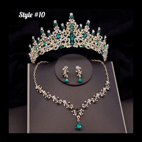 Emerald Green Baroque Crystal Bridal Tiara Quinceanera Crown Etsy