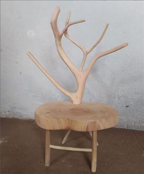 Brazilian Artisanal Chair Featuring A Rustic Naked Tree Motif Perfect