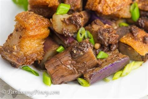 Binagoongan Bagnet With Talong Recipe Slow Cooked Pork Cooking