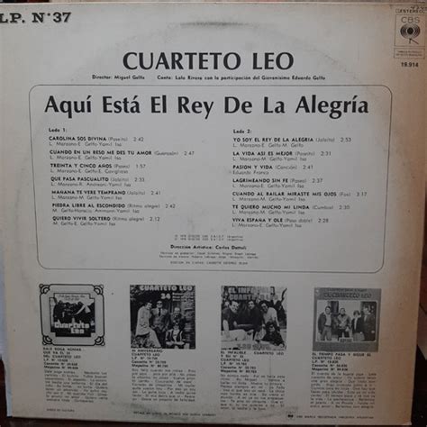 Vinilo Cuarteto Leo Aqui Esta El Rey De La Alegria Rt C Mercadolibre