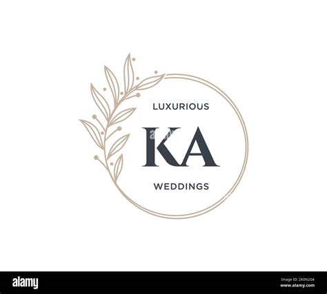 KA Initials Letter Wedding Monogram Logos Template Hand Drawn Modern