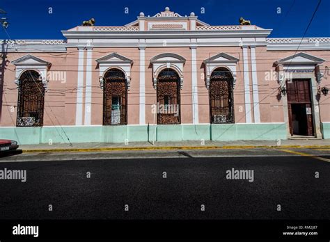 Colorful Colonial Buildings In The Historic Center Merida Riviera Maya Yucatan Province