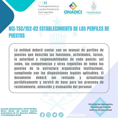 NCI TSC 152 02 Establecimiento De Los Perfiles De Puesto ONADICI