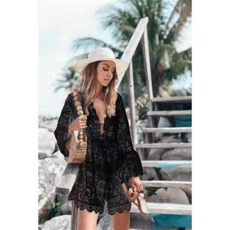 Robe De Plage Femme Ete Cache Maillots Robe Cache Maillot De Bain Bikini Cover Up Chemise De
