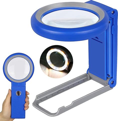 Foldable Handheld Magnifying Glass 18 Led Illuminated Lighted Magnifier For Macular Degeneration