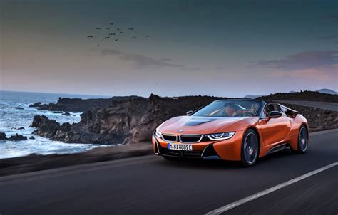 Wallpaper Rocks Coast Bmw Roadster 2018 I8 Dark Orange I8