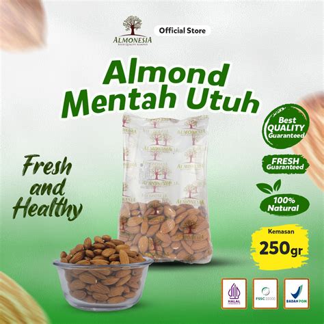 Jual Almonesia Natural Whole Almond Almond Mentah Utuh Gr