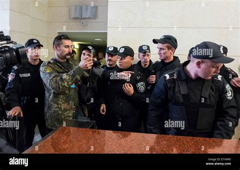 Kiev, Ukraine. 26th Sep, 2014. Police trainees passed to the court ...