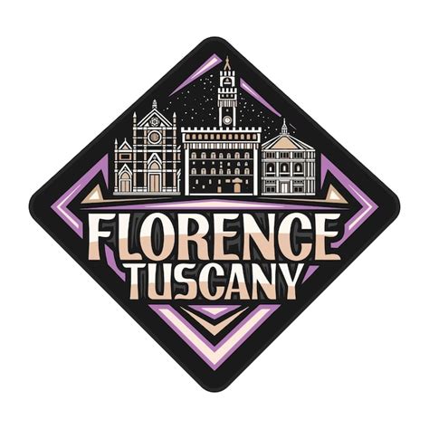 Premium Vector Florence Skyline Landmark Flag Sticker Emblem Badge