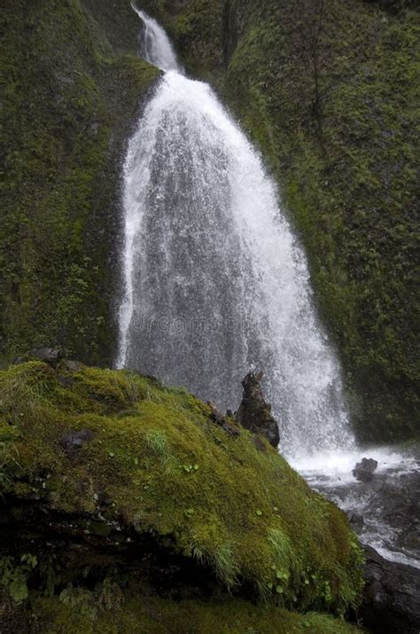 Waterfall Along Historic Columbia River Highway Stock Image - Image of ...