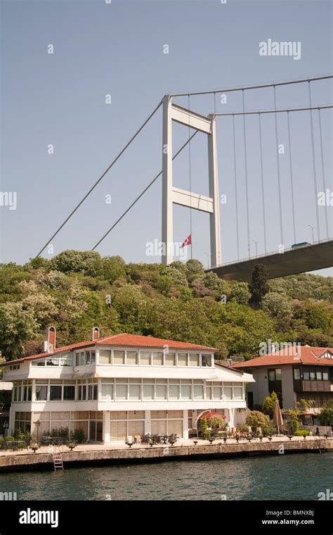 Fatih Sultan Mehmet Bridge And Waterside Homes Beside The Bosphorus